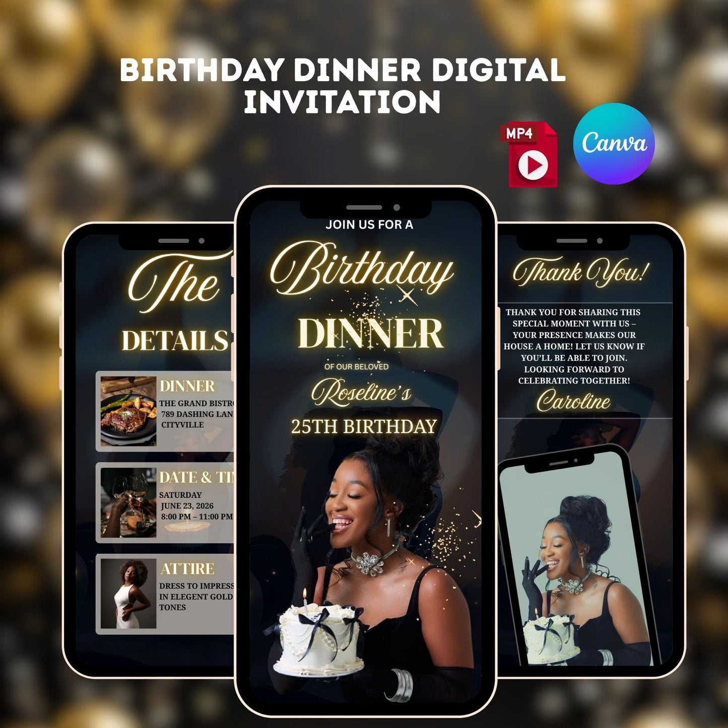 Birthday Dinner Digital Invitation Template