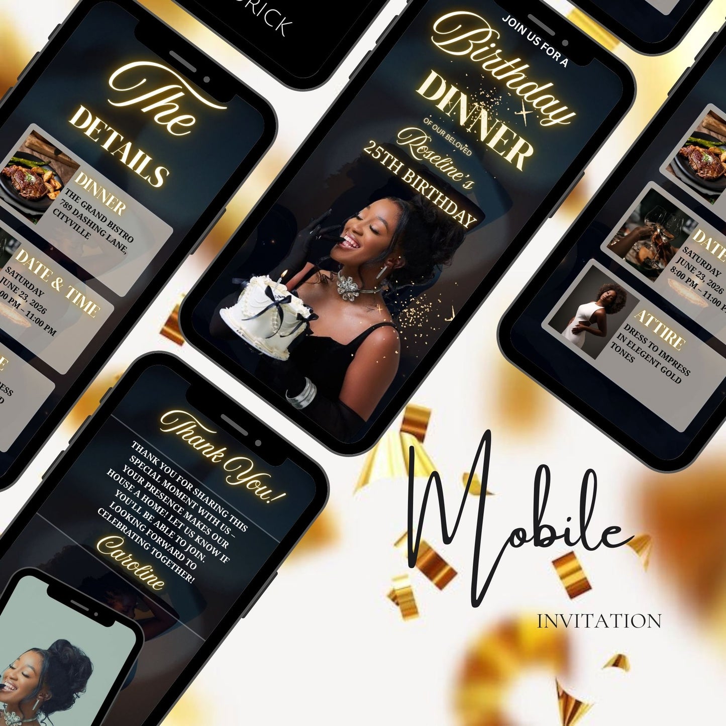 Birthday Dinner Digital Invitation Template