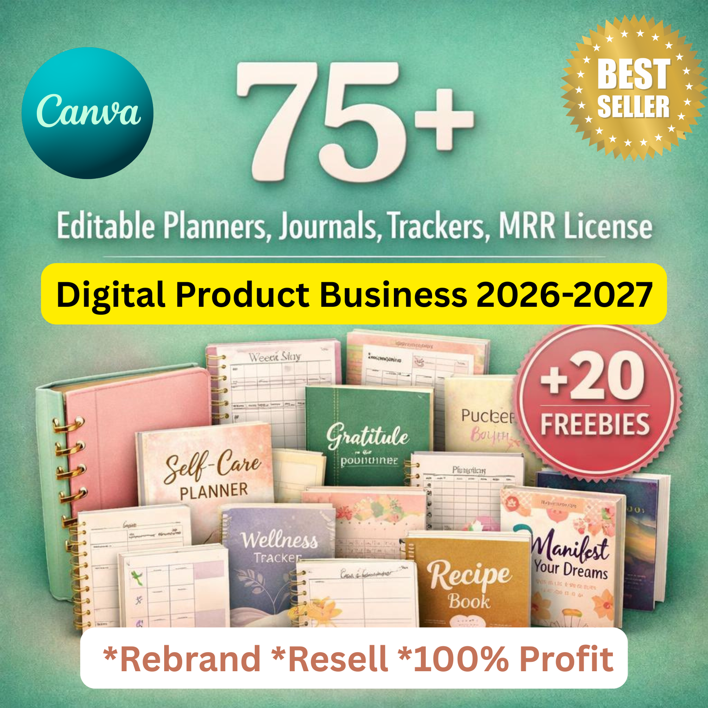 2026–2027 Digital Planner Templates Plr Mrr Resell Rights Canva Business System