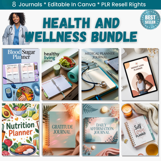 Complete Health & Wellness Journal Bundle 📓 | 8 Digital Journals | Instant Download