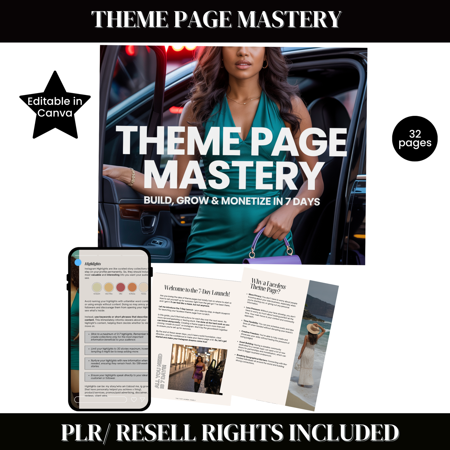 Theme Page Mastery: Launch a Profitable Faceless Instagram Theme Page in 7 Days (With 100% Profits and PLR/MRR Rights)