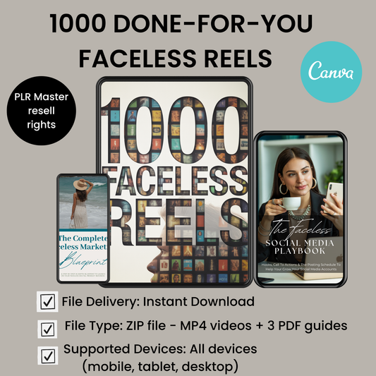 1000 Done-For-You Faceless Reels | Boost Your Social Media Without Showing Your Face | Ready-to-Post Video Content Bundle