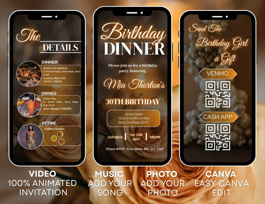 Birthday Party Digital Invitation Template, Editable Modern Celebration Invite - Feature Venmo & Cash App Request